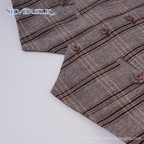 Mode Vintage Plaid Waistcoat Custom Vest för kostym